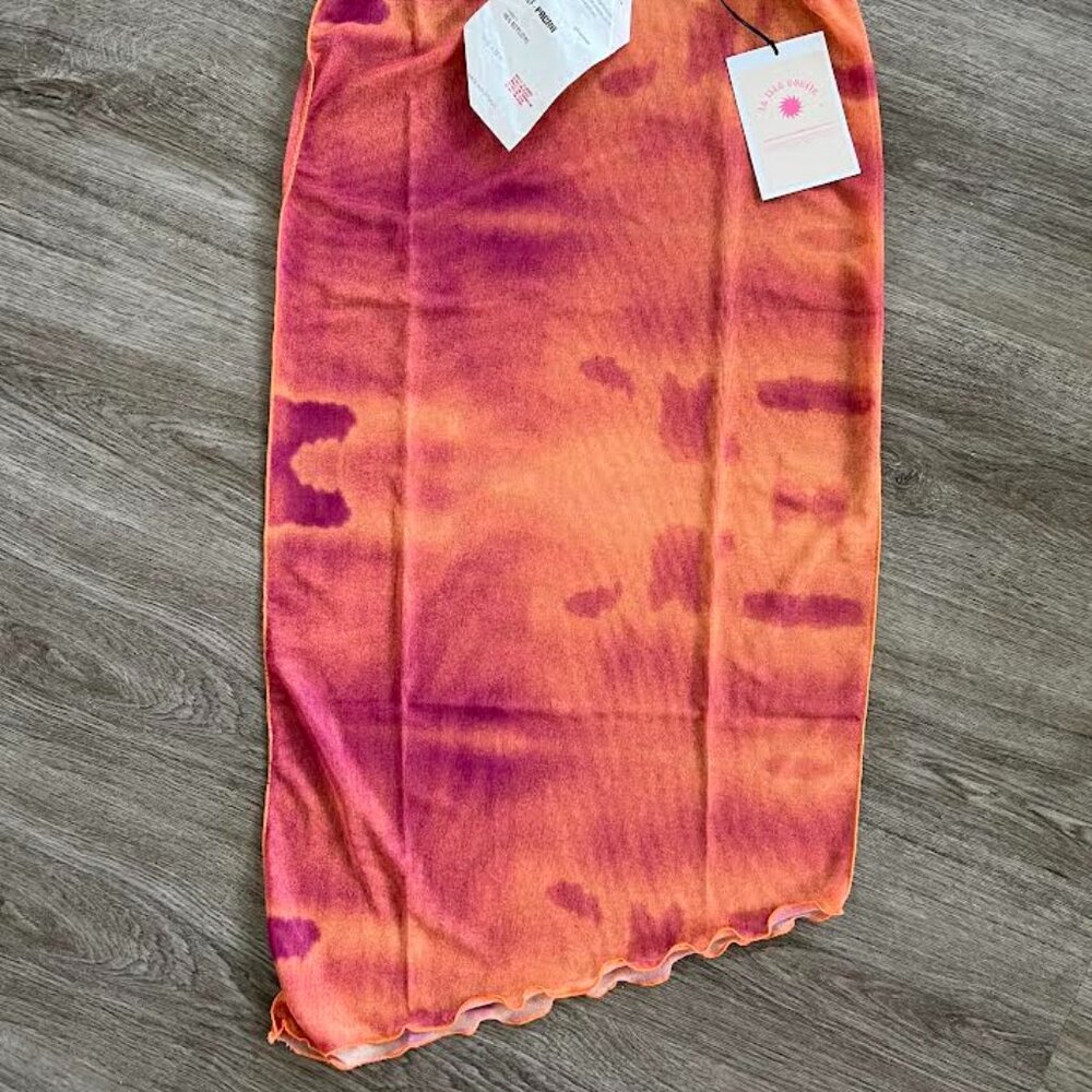 Summer Vibes Set 🌞 Orange Tank + Sheer Tie-Dye Skirt